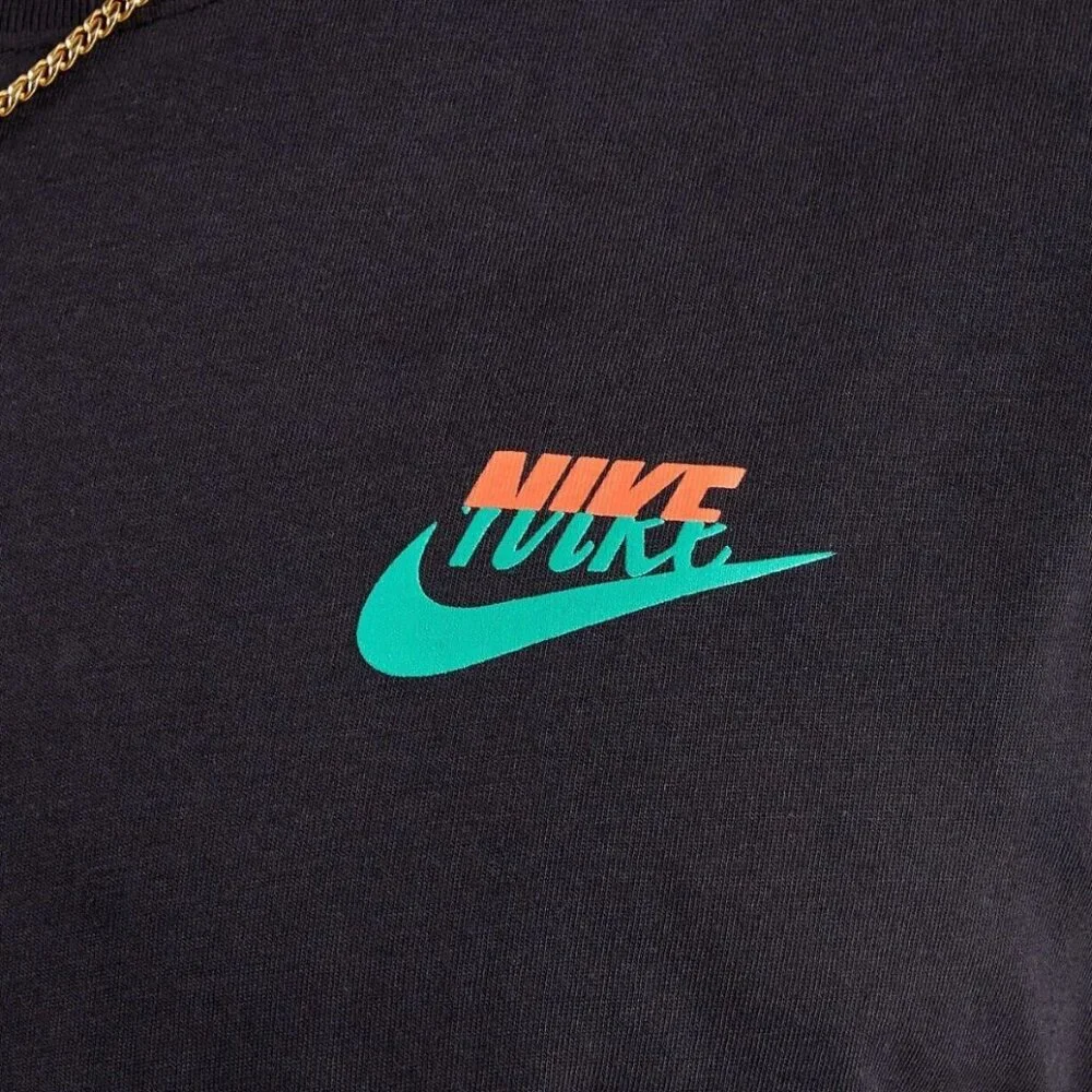 Nike Connect 1 Black Logo Tee T-Shirt Men's Green Red Soft Cotton Graphic Small
